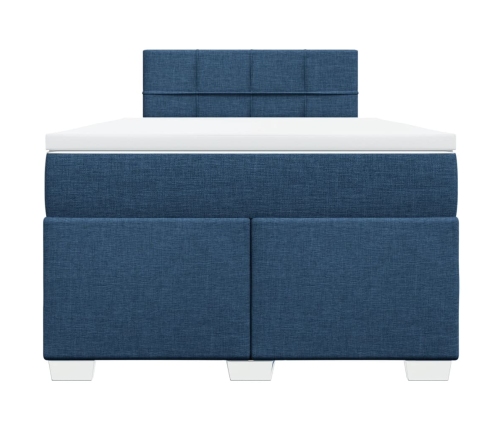 Cama box spring con colchón tela azul 120x190 cm