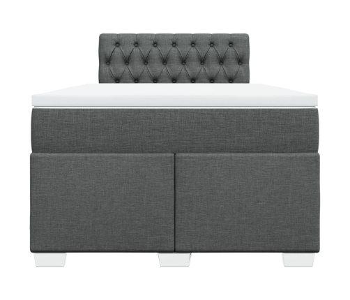 Cama box spring con colchón tela gris oscuro 120x190 cm