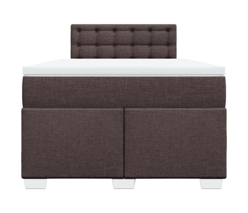 Cama box spring con colchón tela marrón oscuro 120x190 cm