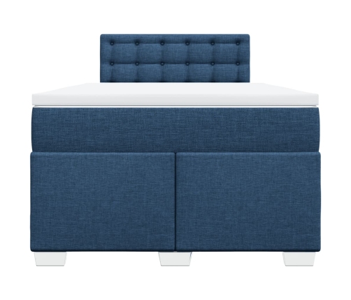 Cama box spring con colchón tela azul 120x190 cm