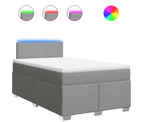 Cama box spring con colchón tela gris claro 120x200 cm