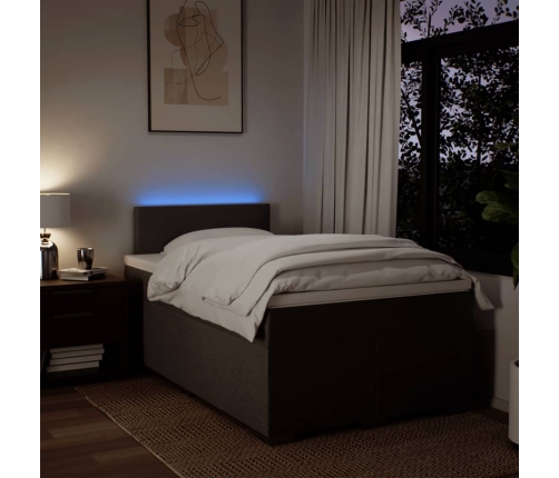 Cama box spring con colchón tela gris claro 120x200 cm