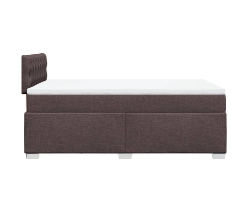 Cama box spring con colchón tela marrón oscuro 120x200 cm