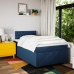 Cama box spring con colchón tela azul 120x200 cm