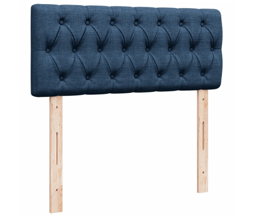Cama box spring con colchón tela azul 120x200 cm