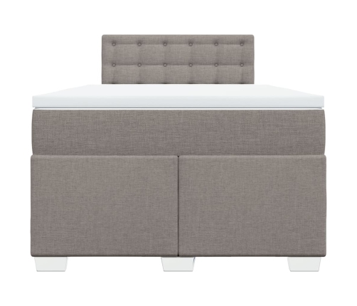 Cama box spring con colchón tela gris taupe 120x200 cm