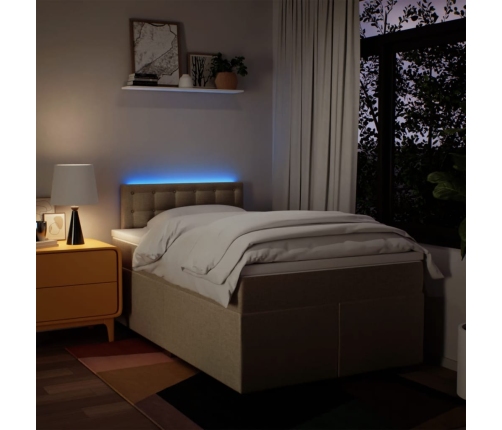 Cama box spring con colchón tela color crema 120x200 cm