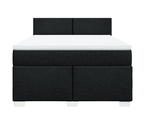 Cama box spring con colchón tela negro 140x190 cm