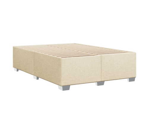 Cama box spring con colchón tela color crema 140x190 cm