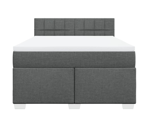 Cama box spring con colchón tela gris oscuro 140x190 cm