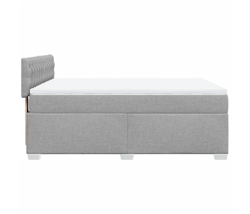 Cama box spring con colchón tela gris claro 140x190 cm