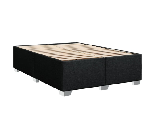 Cama box spring con colchón tela negro 140x190 cm