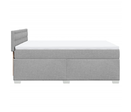 Cama box spring con colchón tela gris claro 140x190 cm