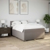 Cama box spring con colchón tela gris taupe 140x190 cm