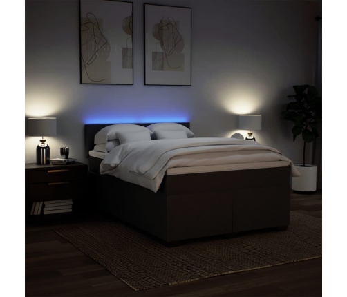 Cama box spring con colchón tela gris claro 140x200 cm