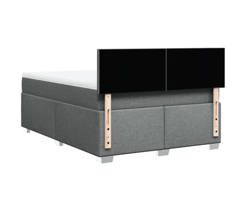 Cama box spring con colchón tela gris oscuro 140x200 cm