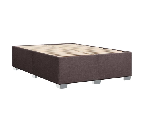 Cama box spring con colchón tela marrón oscuro 140x200 cm
