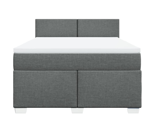 Cama box spring con colchón tela gris oscuro 160x200 cm