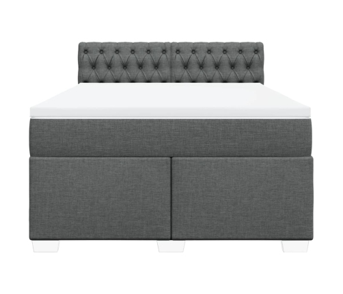 Cama box spring con colchón tela gris oscuro 160x200 cm