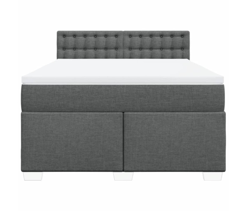 Cama box spring con colchón tela gris oscuro 160x200 cm