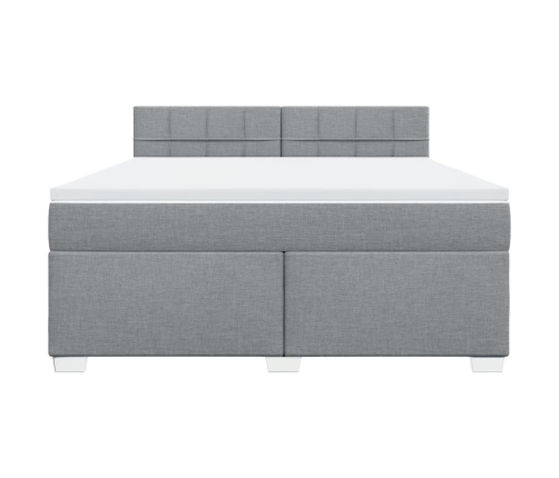 Cama box spring con colchón tela gris claro 180x200 cm