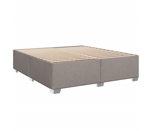 Cama box spring con colchón tela gris taupe 180x200 cm