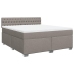 Cama box spring con colchón tela gris taupe 180x200 cm