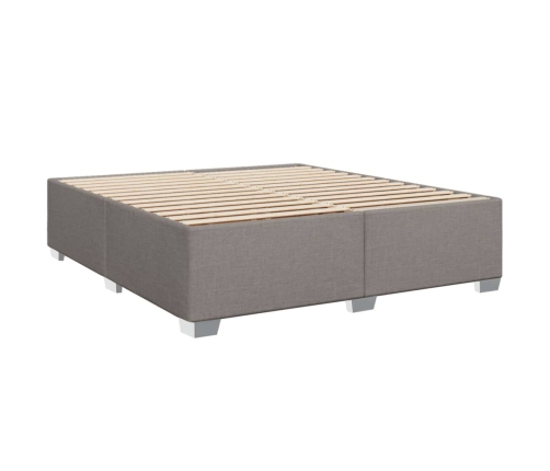 Cama box spring con colchón tela gris taupe 180x200 cm