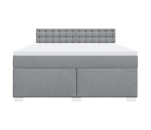 Cama box spring con colchón tela gris claro 180x200 cm