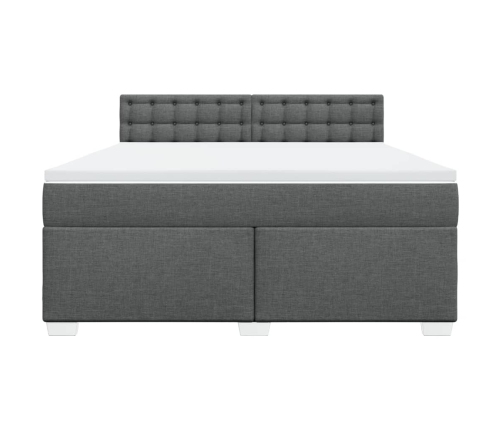 Cama box spring con colchón tela gris oscuro 180x200 cm