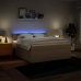 Cama box spring con colchón tela color crema 180x200 cm