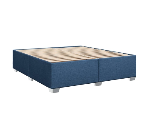 Cama box spring con colchón tela azul 180x200 cm