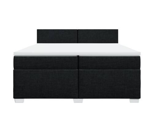 Cama box spring con colchón tela negro 200x200 cm