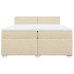 Cama box spring con colchón tela color crema 200x200 cm