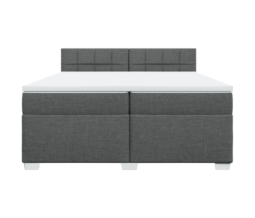 Cama box spring con colchón tela gris oscuro 200x200 cm