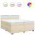Cama box spring con colchón tela color crema 200x200 cm