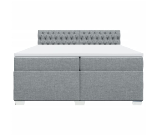 Cama box spring con colchón tela gris claro 200x200 cm