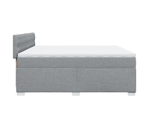 Cama box spring con colchón tela gris claro 200x200 cm