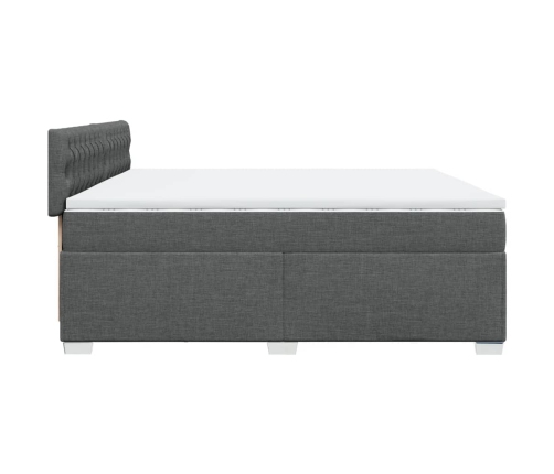 Cama box spring con colchón tela gris oscuro 200x200 cm