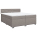 Cama box spring con colchón tela gris taupe 200x200 cm