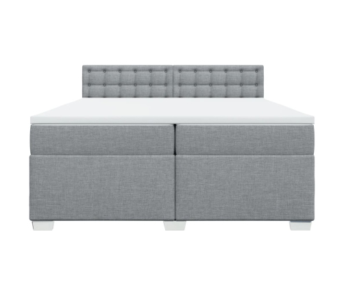 Cama box spring con colchón tela gris claro 200x200 cm