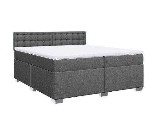 Cama box spring con colchón tela gris oscuro 200x200 cm