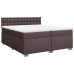 Cama box spring con colchón tela marrón oscuro 200x200 cm