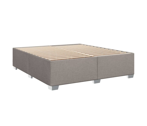 Cama box spring con colchón tela gris taupe 200x200 cm