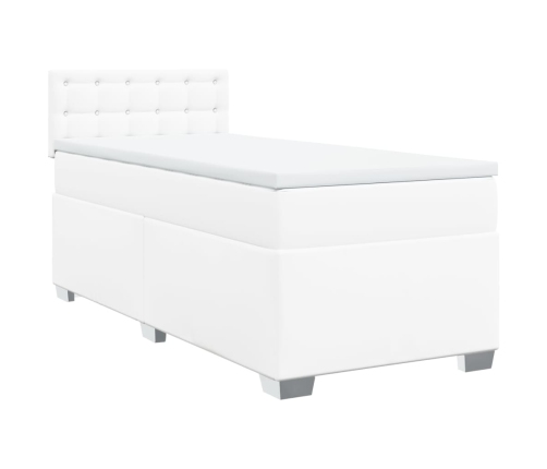 Cama box spring con colchón cuero sintético blanco 80x200 cm