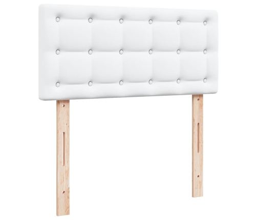 Cama box spring con colchón cuero sintético blanco 80x200 cm