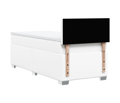 Cama box spring con colchón cuero sintético blanco 90x190 cm