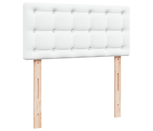 Cama box spring con colchón cuero sintético blanco 90x190 cm