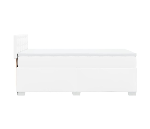 Cama box spring con colchón cuero sintético blanco 90x190 cm