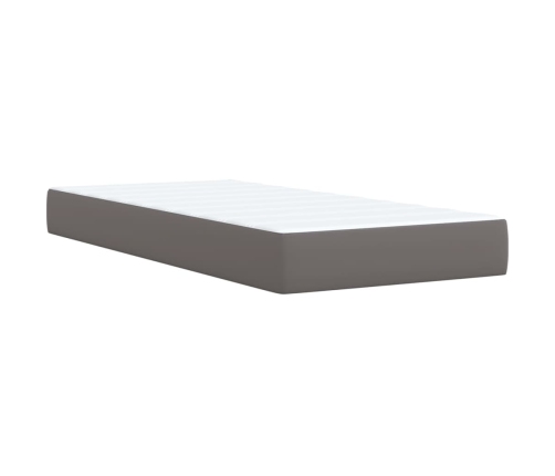 Cama box spring con colchón cuero sintético gris 90x190 cm